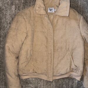 Princess Polly Beige Corduroy Puffer Jacket